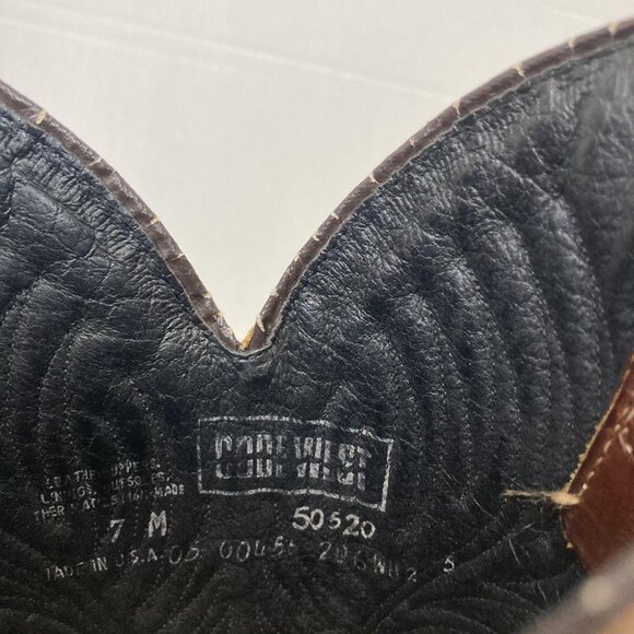 Vintage Code West USA Brown Leather Western Cowboy Boots Womens 7 Pointed Toe - Picture 5 of 16